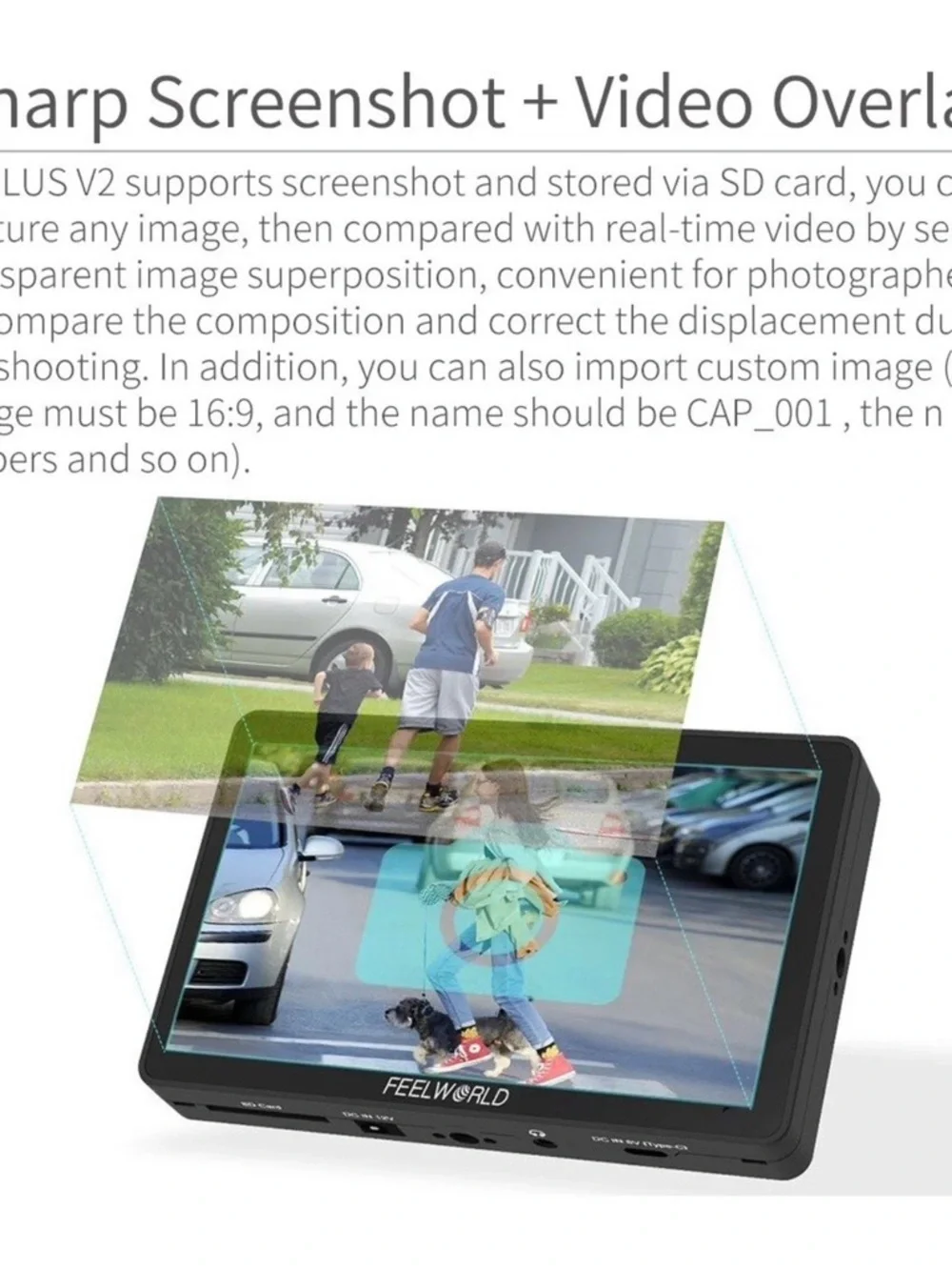 Black On-Camera Video Monitor - 7-inch